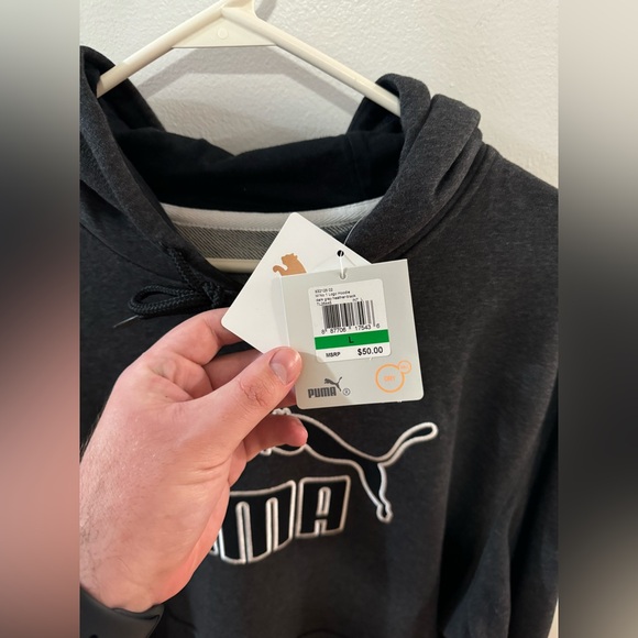 NWT LG Puma Dark Grey Heather and Black Logo Drycell Hoodie - Picture 8 of 12